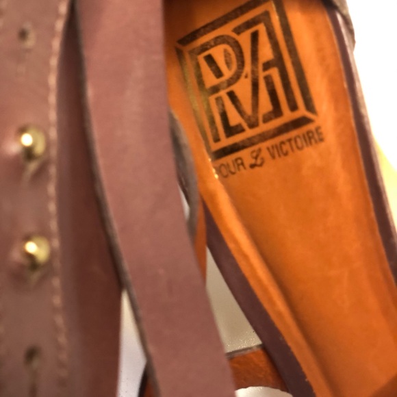 Pour La Victoria Mauve Leather Sandal Heels 9.5 - Picture 4 of 6